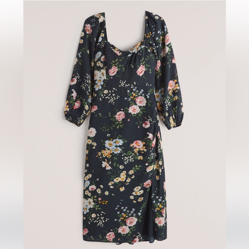 NWT Abercrombie & Fitch Long Sleeve Draped Skirt Midi Dress